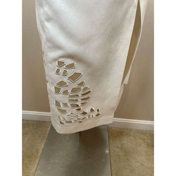Acler Delacourt Linen Cutout Ivory White Midi Dress Size 4 - Picture 7 of 12